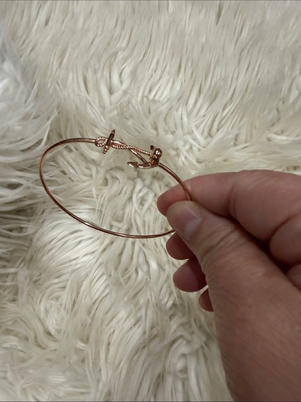 Rose Gold Anchor Bangle Bracelet - Women's Jewelry